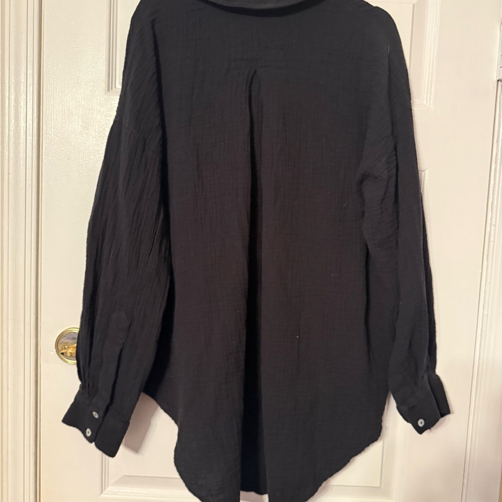 Madewell Black Button-Up Gauze Shirt - Picture 5 of 7